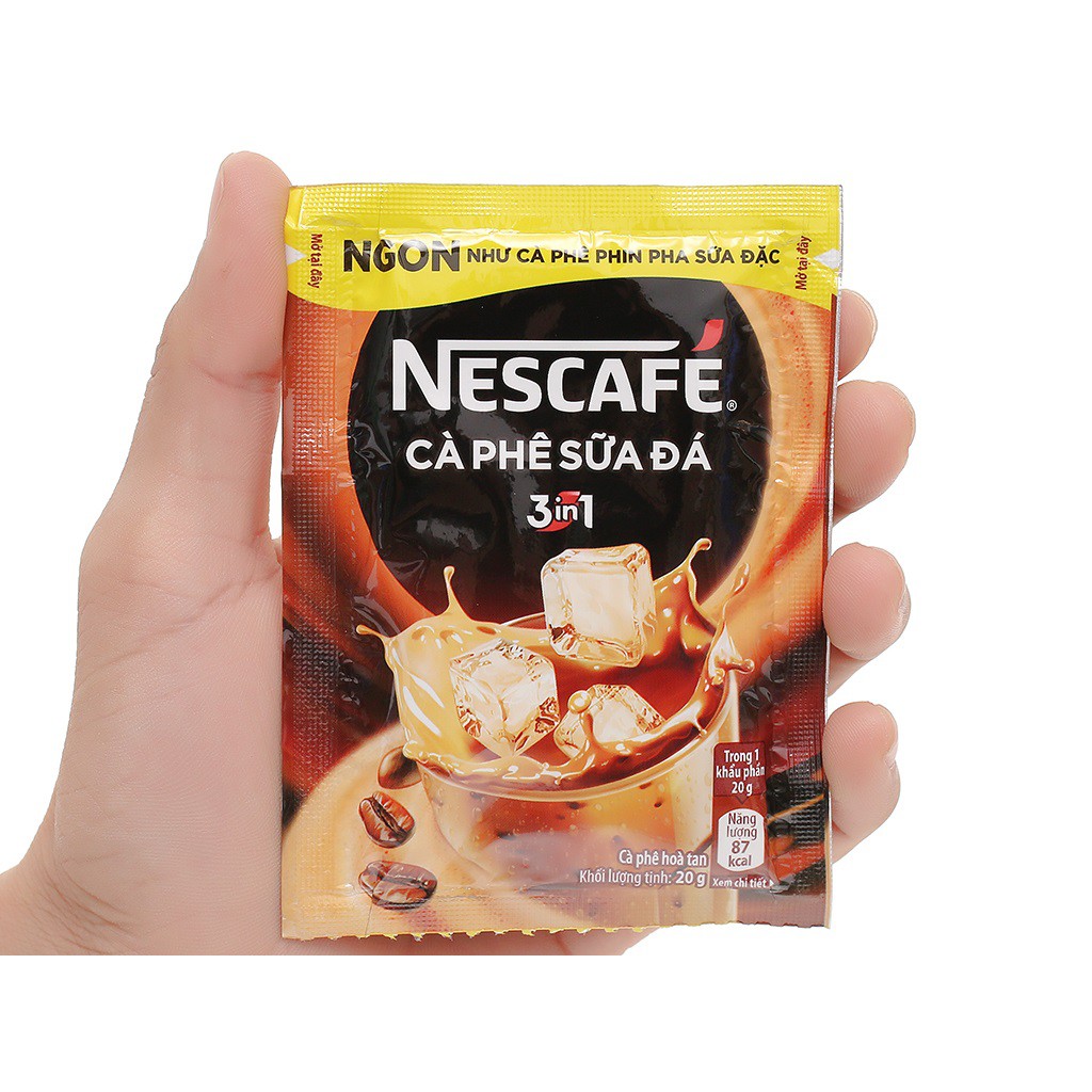 [GÓI LẺ] Cà phê hòa tan - Nescafe 3 in 1 cà phê sữa đá (20g), đậm vị cà phê (17g), đậm đà hài hòa (17g), đen dá 16g