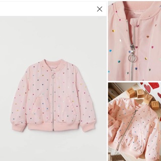 ÁO KHOÁC H&M BOMBER HỒNG TIM DƯ XỊN