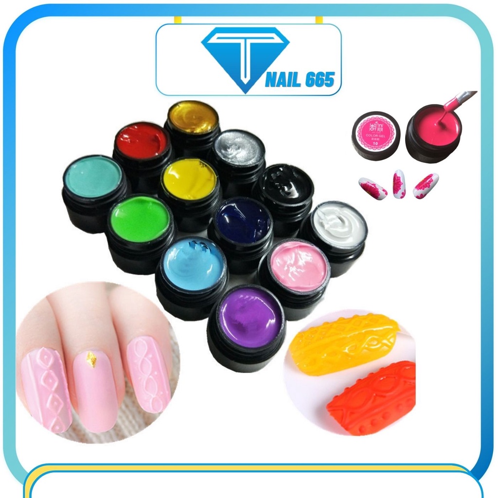 Sét vẽ nail siêu đặc , Set gel vẽ móng tay trang trí trên các nền màu