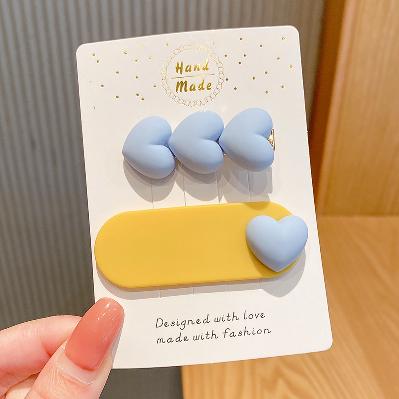 Kẹp tóc hình trái tim đơn giản thời trang mùa hè phong cách Nhật Bản độc đáo