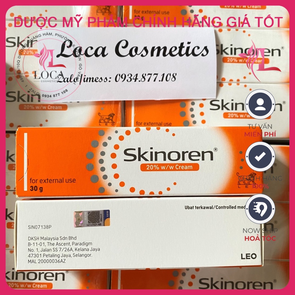 [SẴN] SKINOREN Cream 30g kem giảm mụn thâm nám azelaic acid 20%