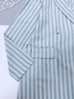 ÁO VEST KẺ XANH CHO NỮ