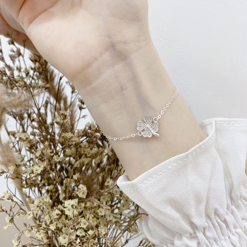 Lắc tay nữ cỏ 4 lá may mắn, vòng tay bạc ta Daria Silver
