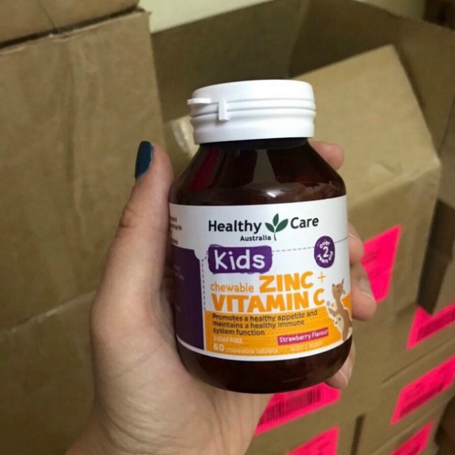 Viên Nhai Kẽm Vitamin C + Zin C Healthy Care Úc
