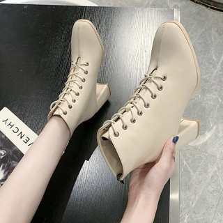 Giày boot nữ da mềm đế 7 cm phong cách hàn quốc