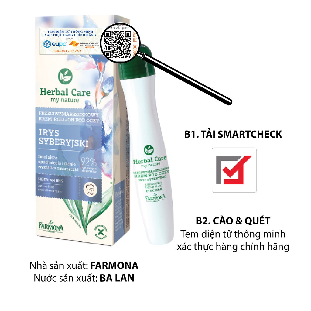 Thanh lăn mắt giảm nhăn mắt tan bọng mắt chống quầng thâm xóa nếp nhăn mắt Anti Wrinkle Eye Cream Roll, FARMONA,Balan | BigBuy360 - bigbuy360.vn