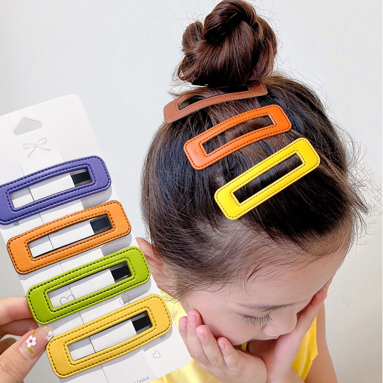 Set Kẹp Tóc Vuông Bằng Da Cao Cấp Thời Trang