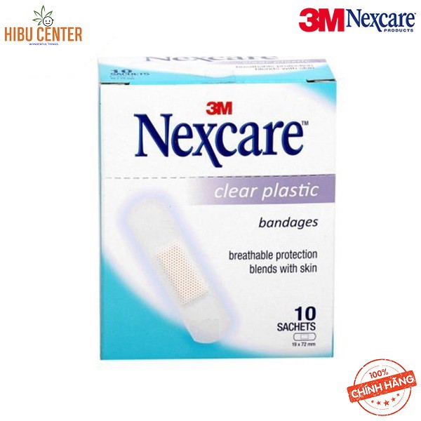 Hộp 100 Miếng Băng Keo Cá Nhân Trong Suốt 3M Nexcare 10 miếng/gói, 10 gói/hộp - XH002023386 – Chính Hãng – HIBUCENTER