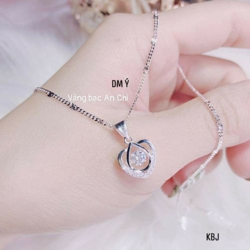 Dây chuyền nữ mặt hoa đá chuẩn bạc ta sáng đẹp, Anchi jewelry