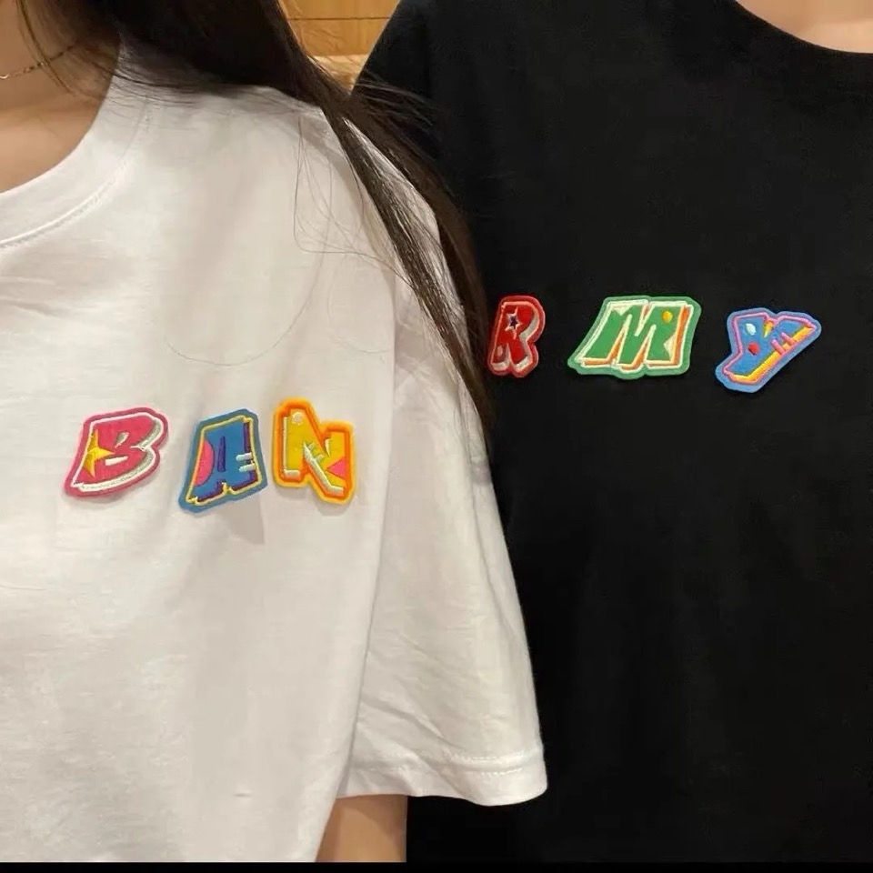 Áo Thun Ngắn Tay Thêu 26 Chữ Cái Tiếng Anh Thời Trang Cho Cặp Đôi