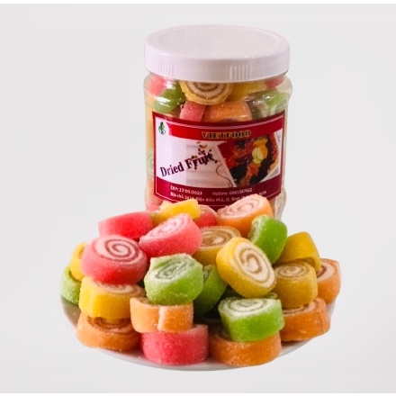 Hộp 500g Kẹo dẻo xoắn trái cây thập cẩm VIETFOOD - Loại I không chảy nước