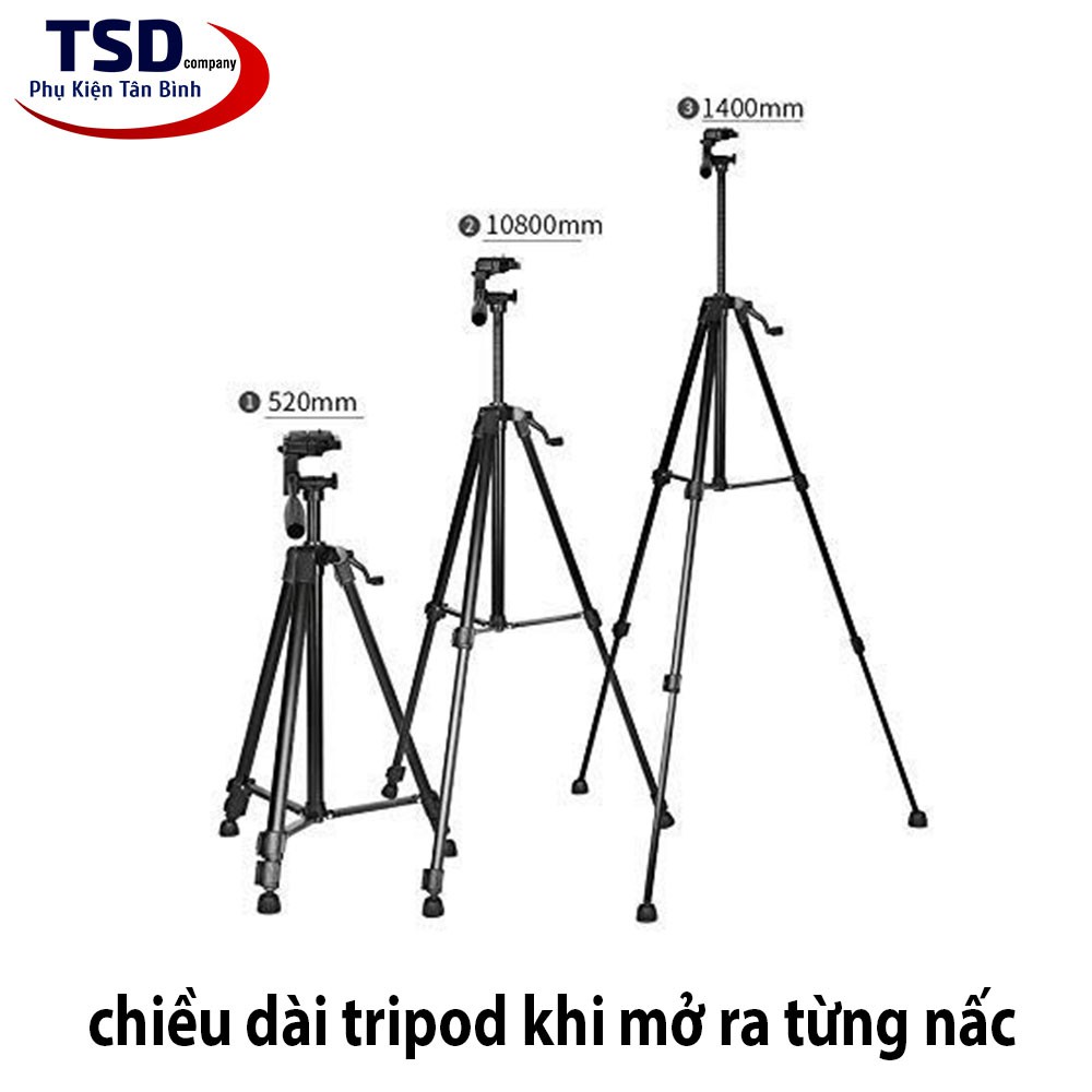 Combo Tripod 3 Chân 3366 Cho Điện Thoại, Máy Ảnh Tặng Kèm Remote & Kẹp | BigBuy360 - bigbuy360.vn