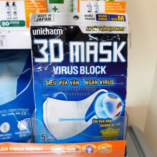 Khẩu trang y tế unicharm 3d mask Cao Cấp Ngăn Virus 99%