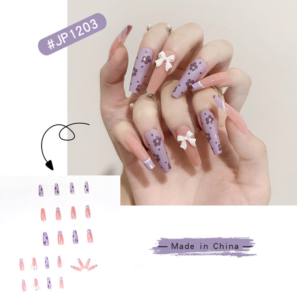 Bộ 24 Miếng Dán Móng Tay Giả Họa Tiết Bướm Hiệu Ứng Gradient Chống Thấm Nước Kèm Keo 18 Kiểu