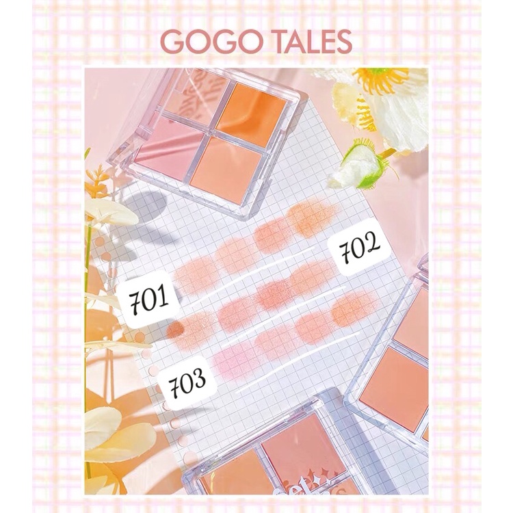 Phấn Má Hồng Gogo Tales 4 Ô Sweet Thing Mềm Mịn 3 Bảng Màu 12g GT307 Nội Địa Trung