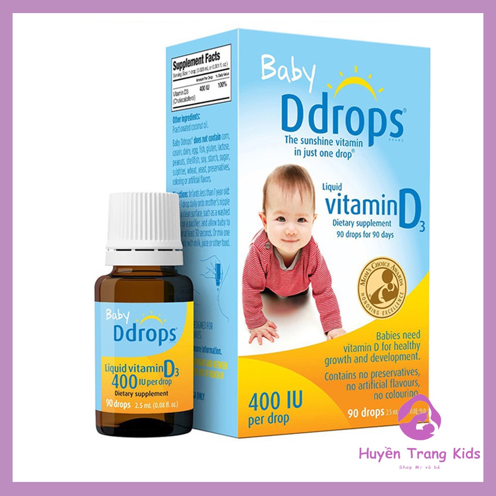 Vitamin D3 drops 90 giọt dành cho trẻ sơ sinh chính hãng Mỹ Shop Huyền Trang Kids