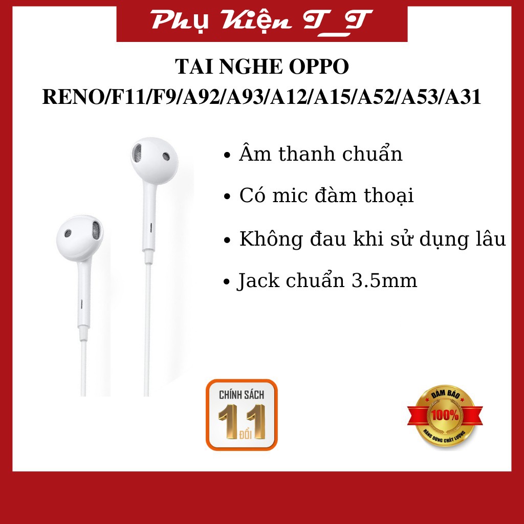 Tai Nghe Oppo Zin 100% Jack 3.5mm Tích Hợp Mic Tiện Dụng Cho Điện Thoại Oppo F3,F5,F7,F9,F11,R11,R15