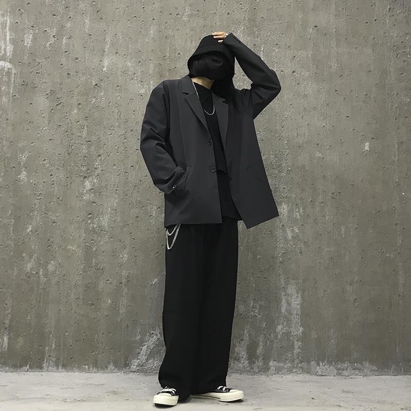 Áo blazer trơn dáng over size đứng