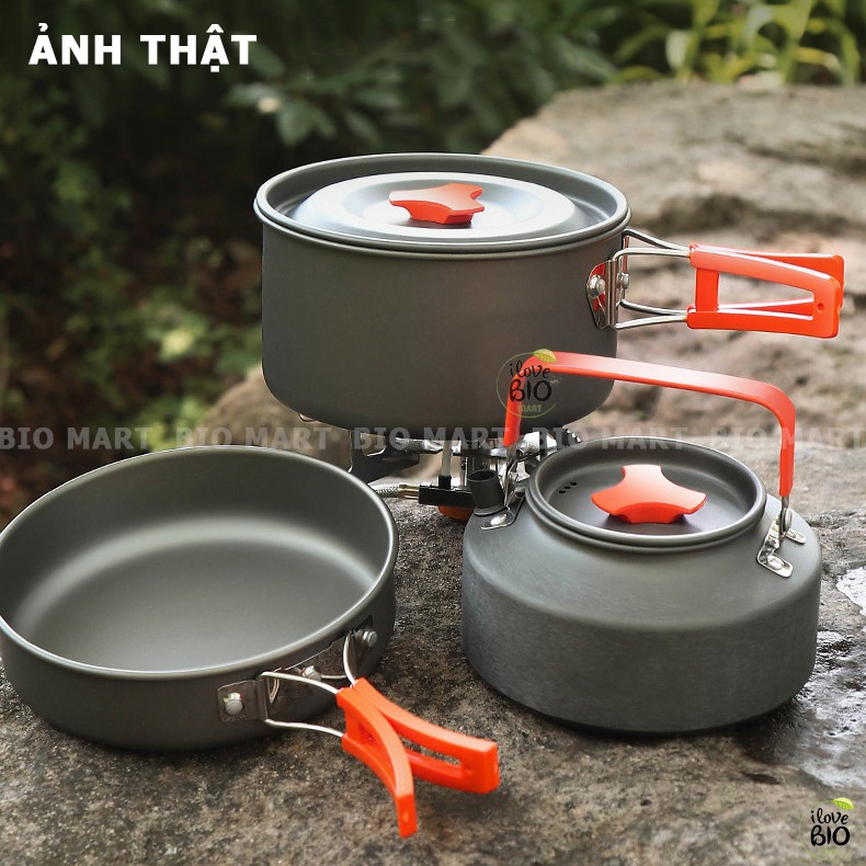 Bộ Nồi Dã Ngoại Nấu Ăn Ngoài Trời - Bộ Nồi Nấu Ăn Cắm Trại Du Lịch Nhỏ Gọn Dành Cho 2-3 Người - BIO204