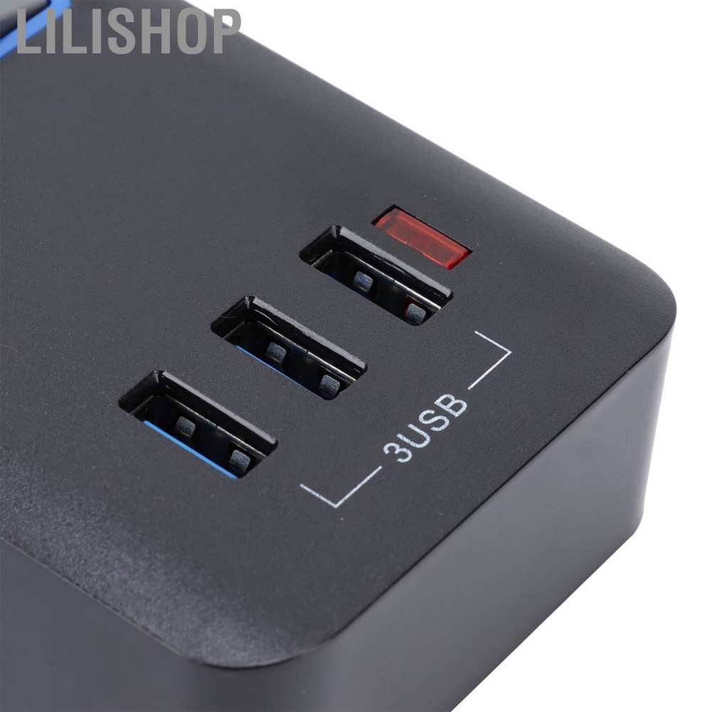 Lilishop Power Strip UK 250V Electrical Socket with Independent Switch 3 Outlet+3 USB Charging Port