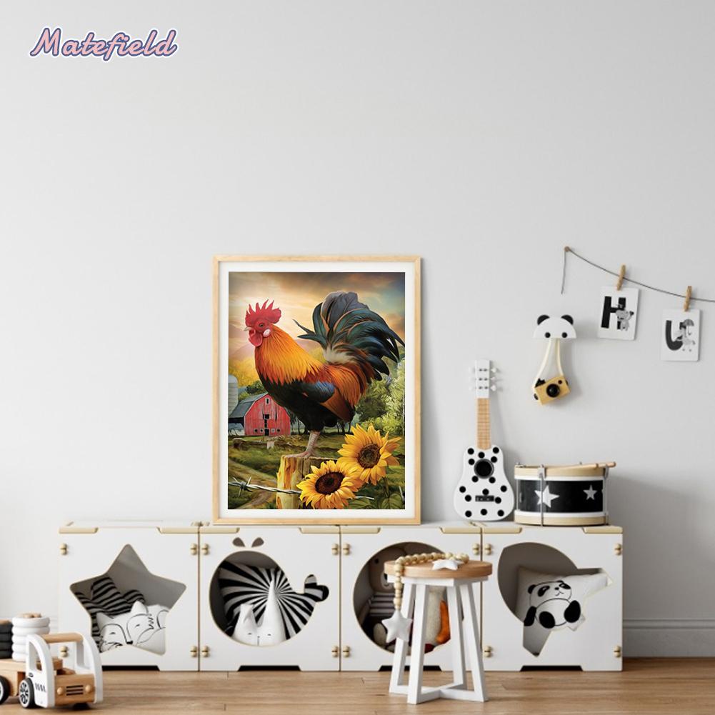 Tranh thêu chữ thập thủ công hình gà trống 11ct