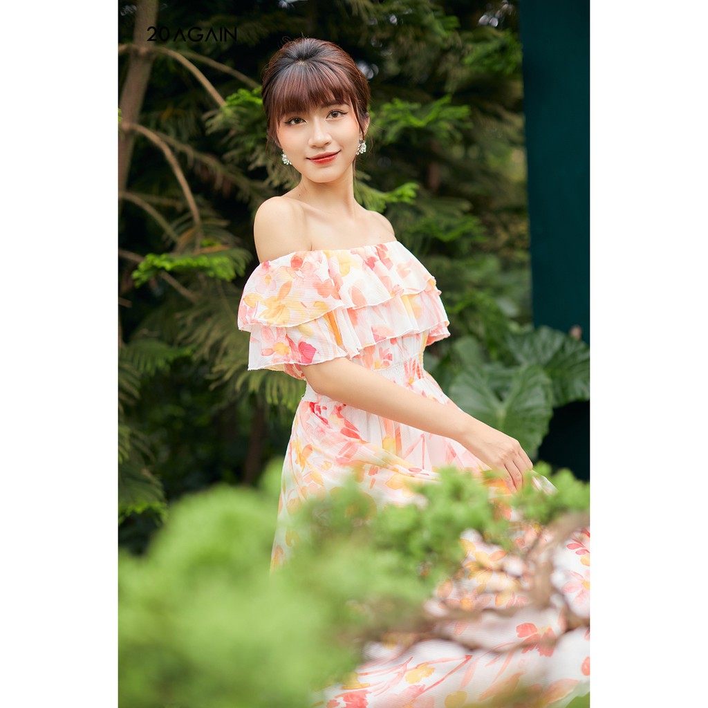 Đầm dài maxi nhún eo 20AGAIN DMC0081 | BigBuy360 - bigbuy360.vn
