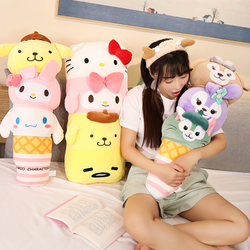 SANRIO Gối Ôm Nhồi Bông Dài 70CM Hình Mèo Hello Kitty Kuromi Cinnamon Stella Duffy Nhật Bản Đáng Yêu