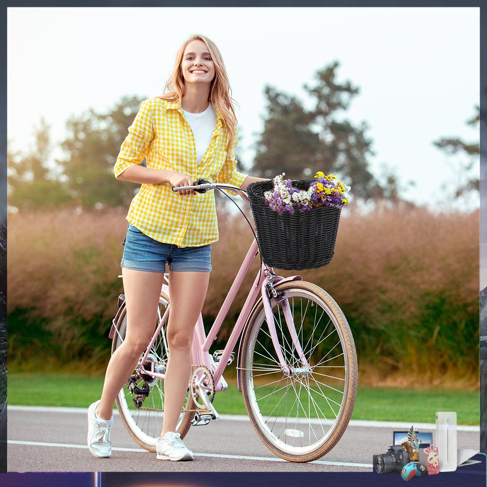 Giỏ đan mây đựng đồ gắn ghi đông xe đạp tiện lợi