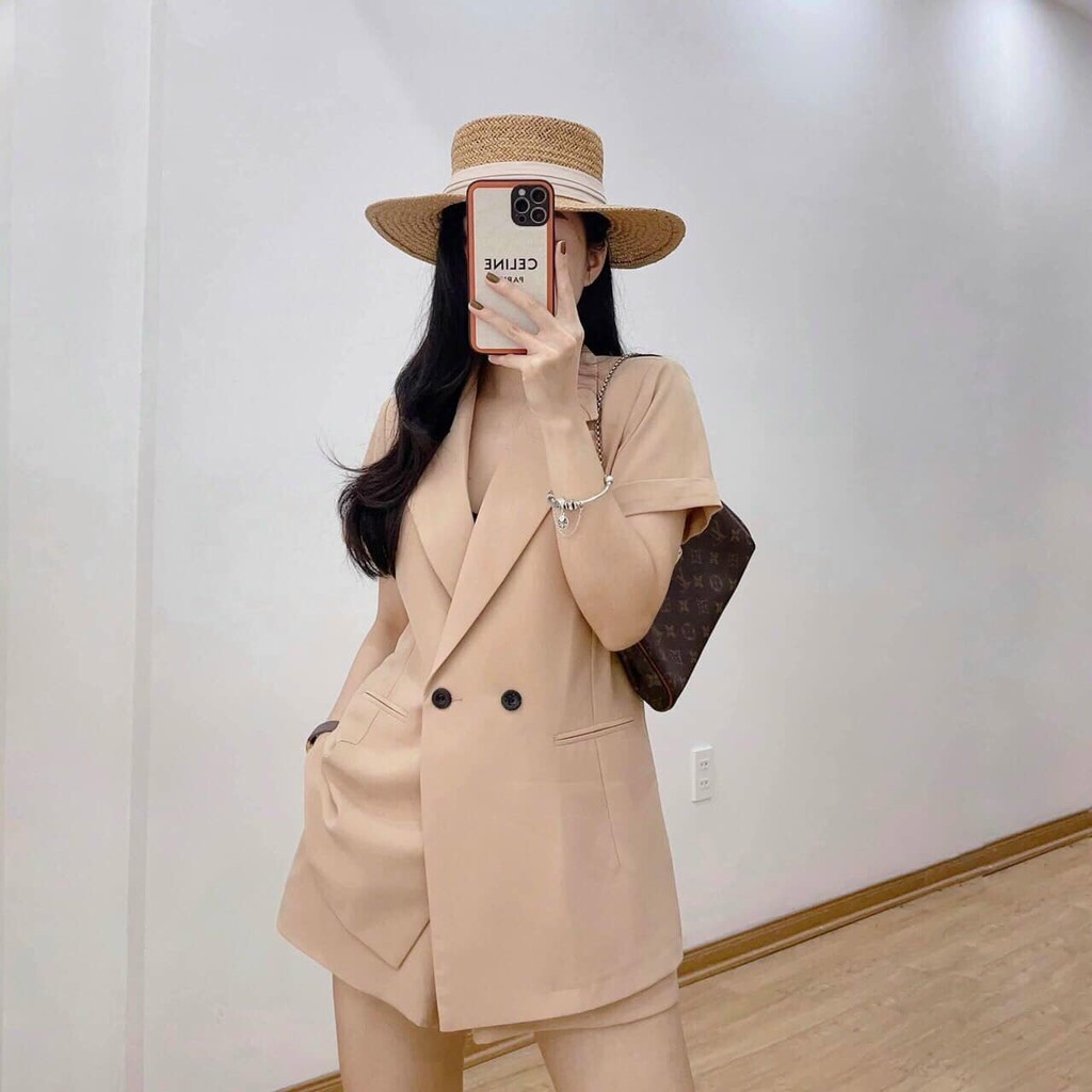Set Vest Nữ Công Sở Cao Cấp, Bộ Áo Vest Nữ Tay Ngắn Và Quần Short Trơn Basic - Thanh Lịch,  Siêu Mát - SINB.STORE | BigBuy360 - bigbuy360.vn