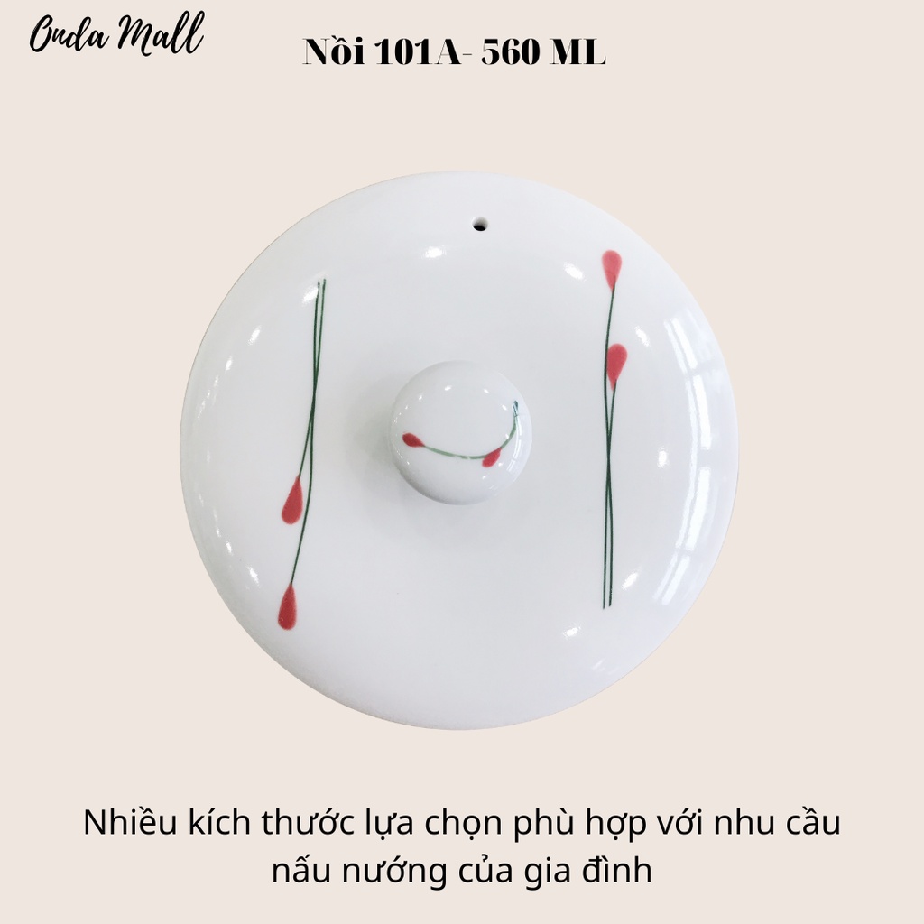 Nồi Đất Tucbeghi 101A Nắp Sứ Hoa Nấu Mì Cay Nấu Cháo Bột