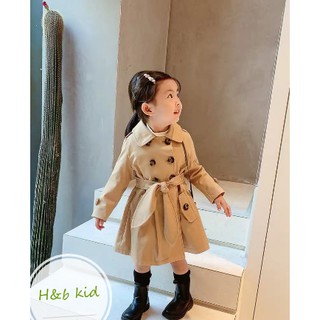 áo măng tô cổ sen cho bé gái