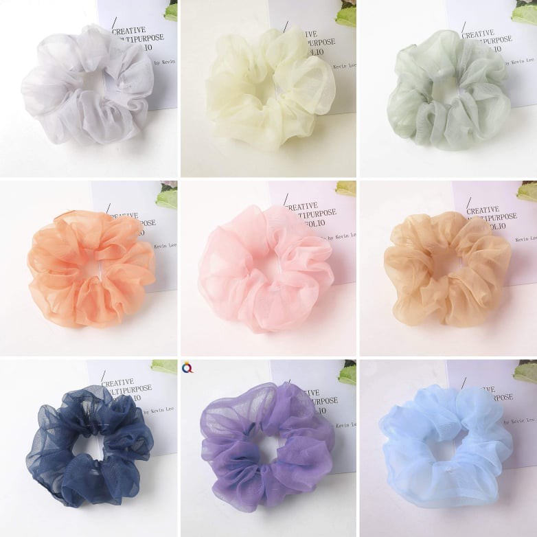 [9ĐẸP] Cột tóc Voan Bồng Scrunchies -dây buộc tóc voan các màu vintage CT0047