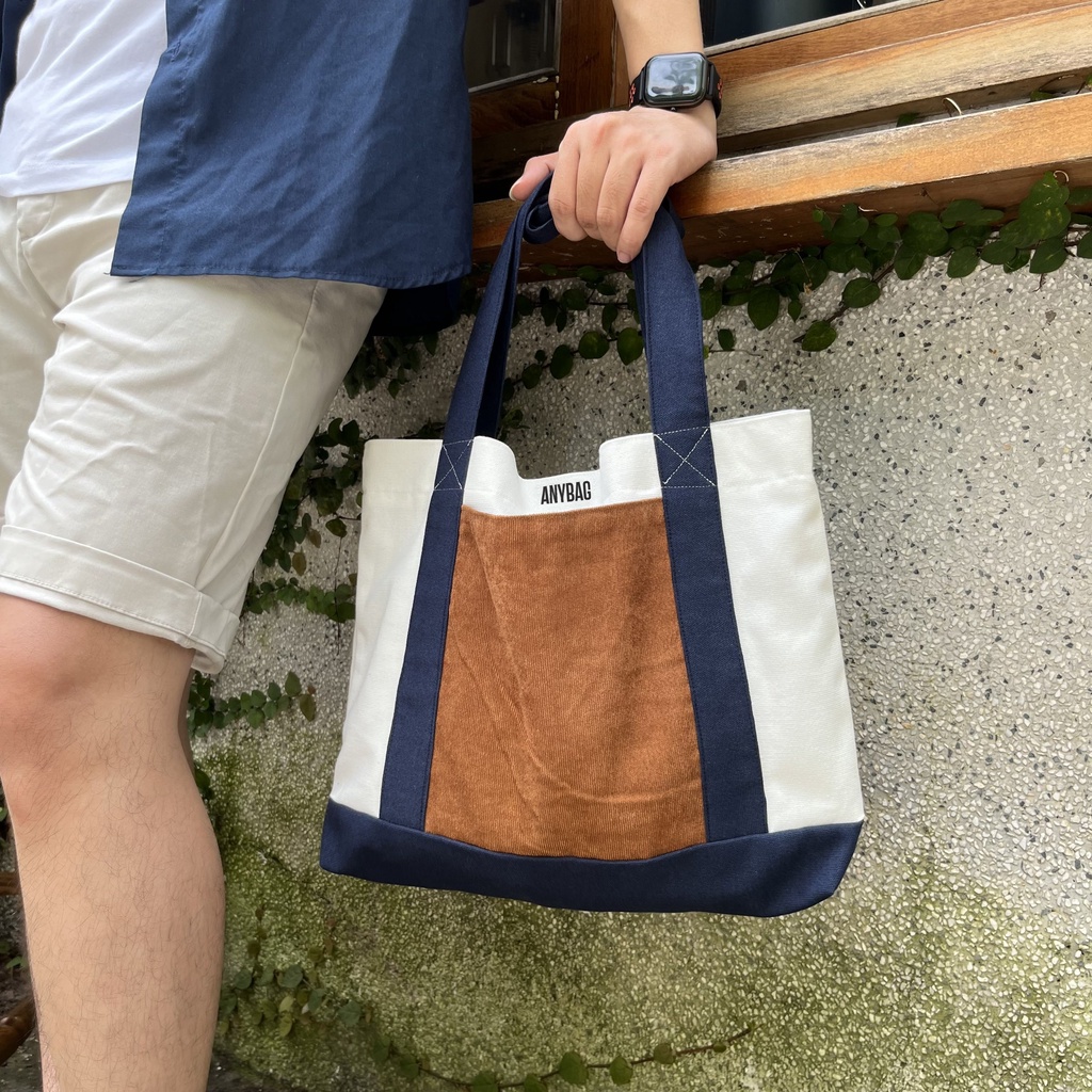 Túi tote vải canvas phối màu dáng ngang thời trang ANYBAG