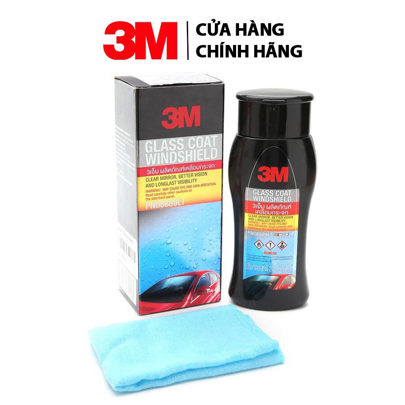 Dung dịch chống bám nước trên kính xe 3M 08889LT Glass Coat windshield (200ml) - Bảo Hộ Thinksafe