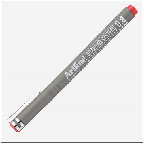 Bút kim số đi nét vẽ kỹ thuật Artline EK-238 - Needle tip 0.8mm - Màu đỏ (Red)