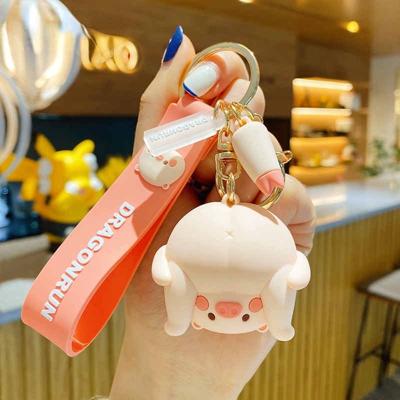 Móc chìa khóa hình chú heo hoạt hình thiết kế sáng tạo dễ thương
