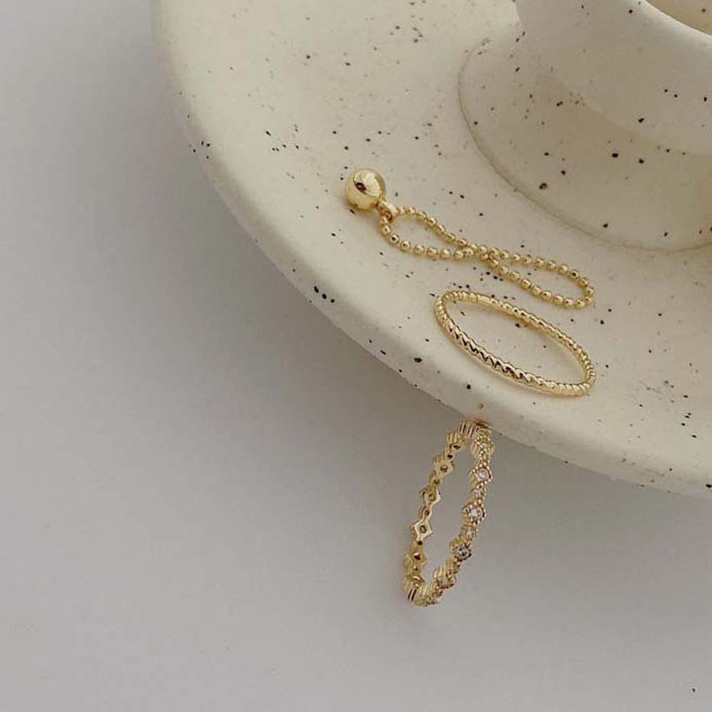 Set 3 Nhẫn Đeo Ngón Tay Đính Đá Zircon Nhiều Màu Phong Cách Hàn Quốc Cổ Điển Thời Trang Cho Nữ