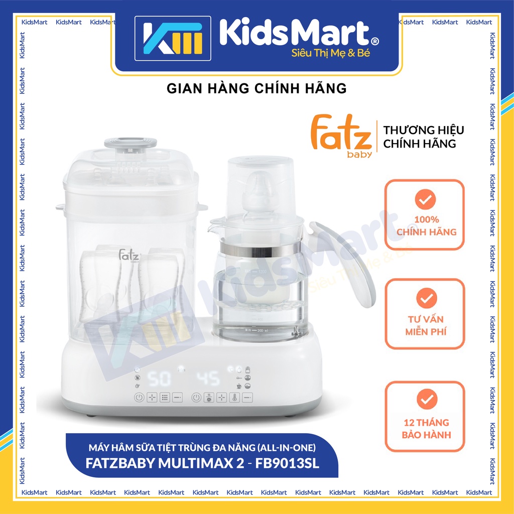Máy Hâm Sữa Tiệt Trùng Đa Năng (ALL-IN-ONE) Fatzbaby Multimax 2-FB9013SL-Bảo hành chính hãng 12 tháng