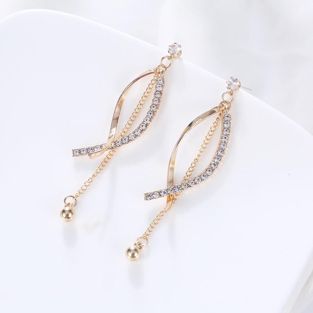 Đôi bông tai mạ bạc 925 kiểu dây tua dài thiết kế thời trang