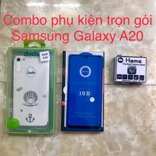 Combo Samsung galaxy a20 - ốp lưng + kính cường lực full + camera