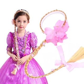 Cài tóc thắt bím dài cosplay công chúa Elsa Rapunzel đáng yêu cho bé gái