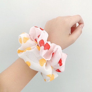 Scrunchies Dây Cột Tóc Voan Trái Tim