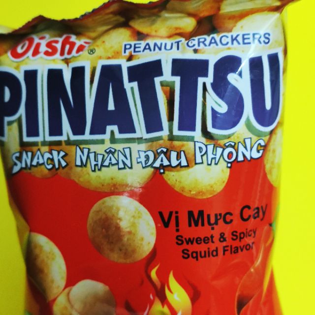 Combo 10 gói Snack nhân đậu phộng da cá PINATSU Oishi® 17g vị Mực cay