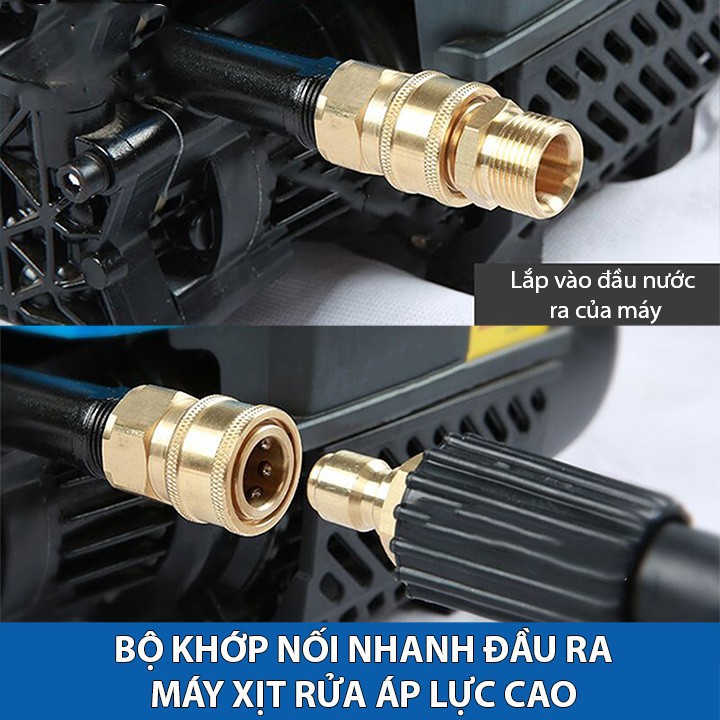 Khớp nối nhanh máy rửa xe, Đầu nối nhanh ren 22mm chống xoắn dây áp lực rửa xe 22mm (Ren bi 22mm)