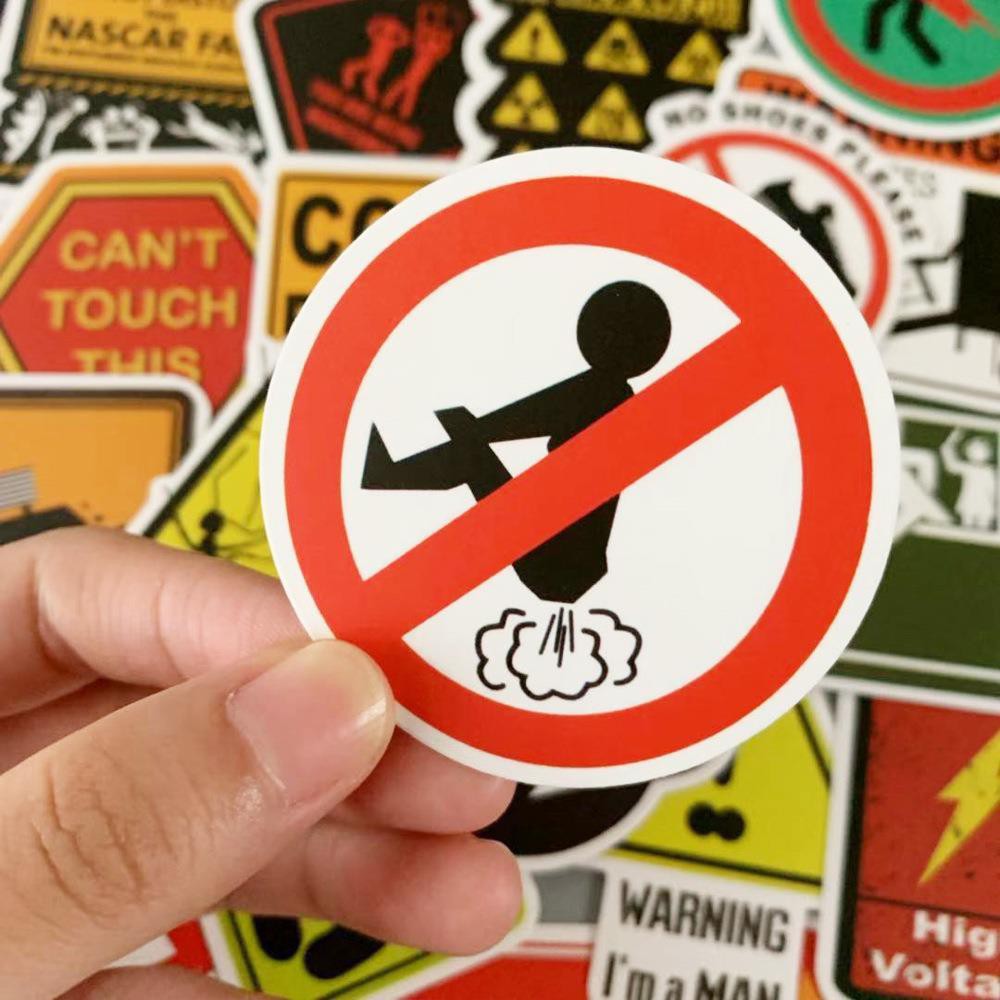 ﹍☬▲50 dấu hiệu cảnh báo có thể tháo rời chống thấm cho trường hợp xe đẩy hành lý Hình dán graffiti nước