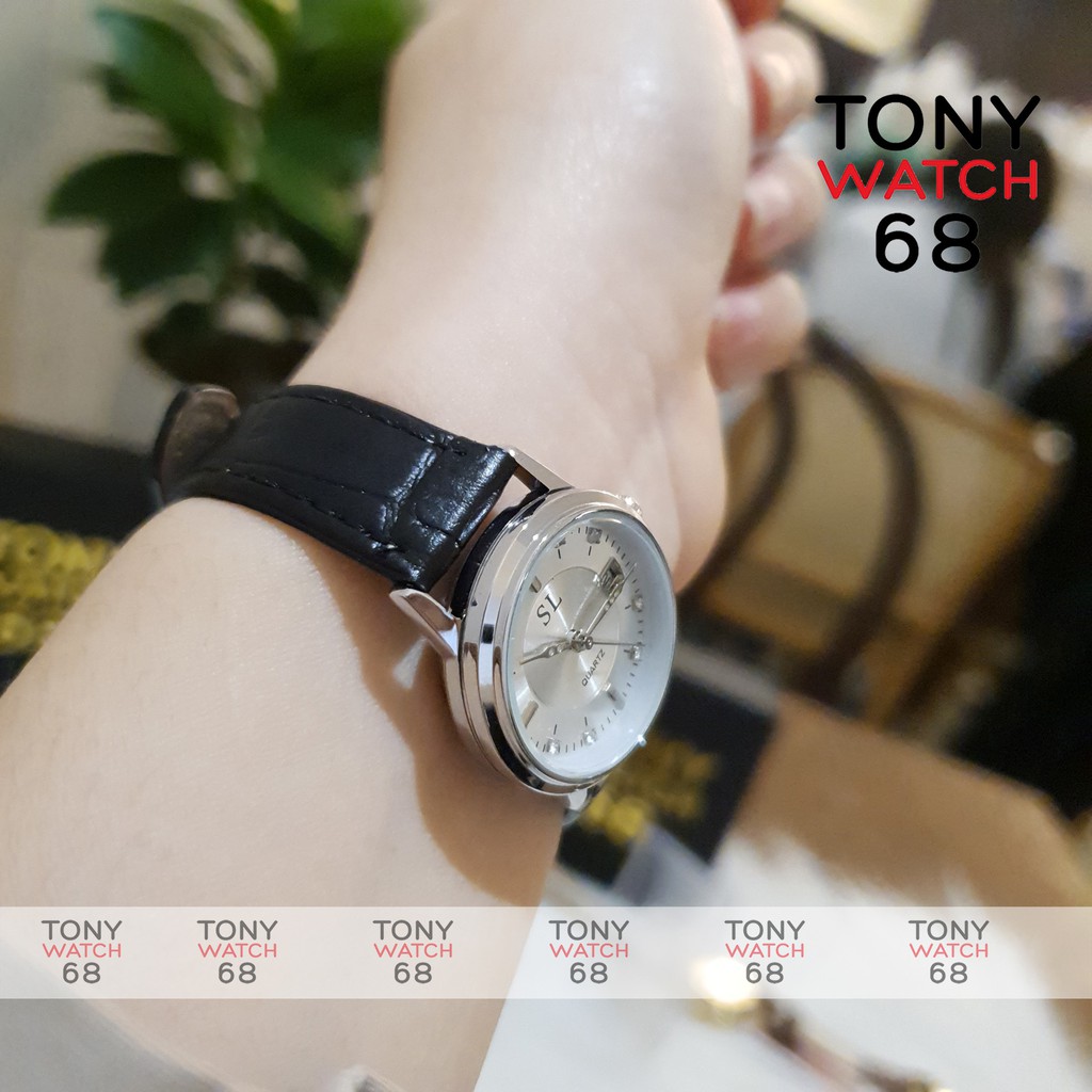 Cặp đồng hồ đôi nam nữ SL dây da chính hãng có lịch chống nước Tony Watch 68 | BigBuy360 - bigbuy360.vn