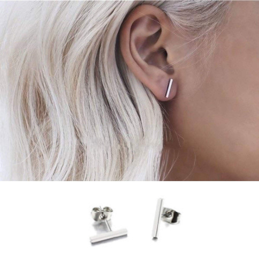 Bông tai titan thanh dài 10mm không gỉ UE190602