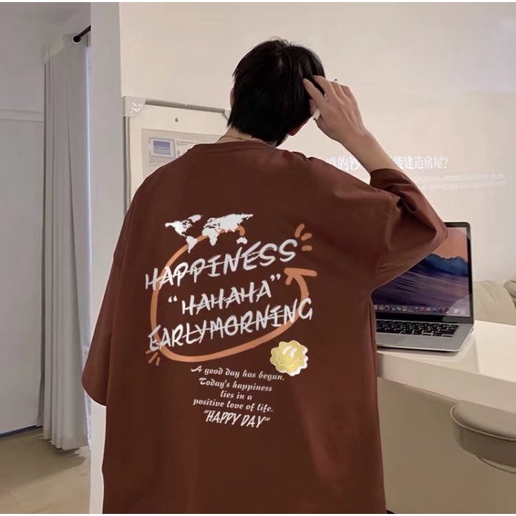 Áo Thun Tay Ngắn Dáng Rộng Mềm Mại Thoải Mái In Chữ Phía Sau Thời Trang Cho Nam