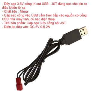 Cáp sạc pin 3.6v cổng JST màu đỏ