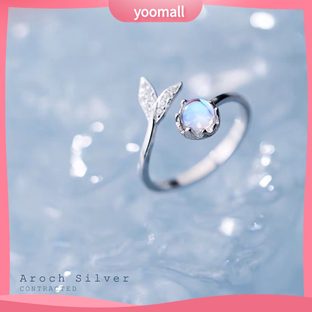 Yomall♡ Nhẫn Hở Hình Đuôi Cá Sáng Tạo Bằng Hợp Kim Chống Rỉ Sét Thời Trang Cho Nữ